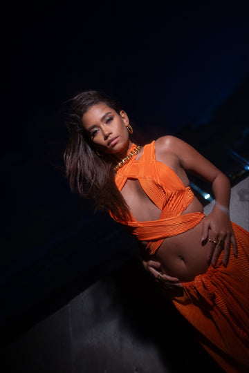 Orange cutout top