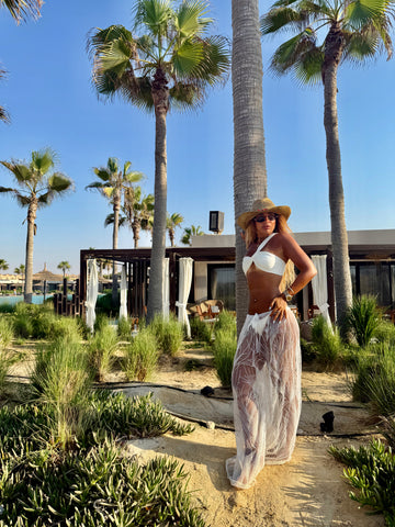 White beaded pants