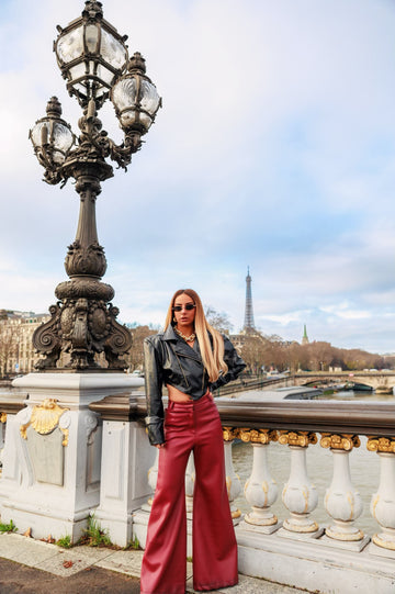 Burgundy leather pants