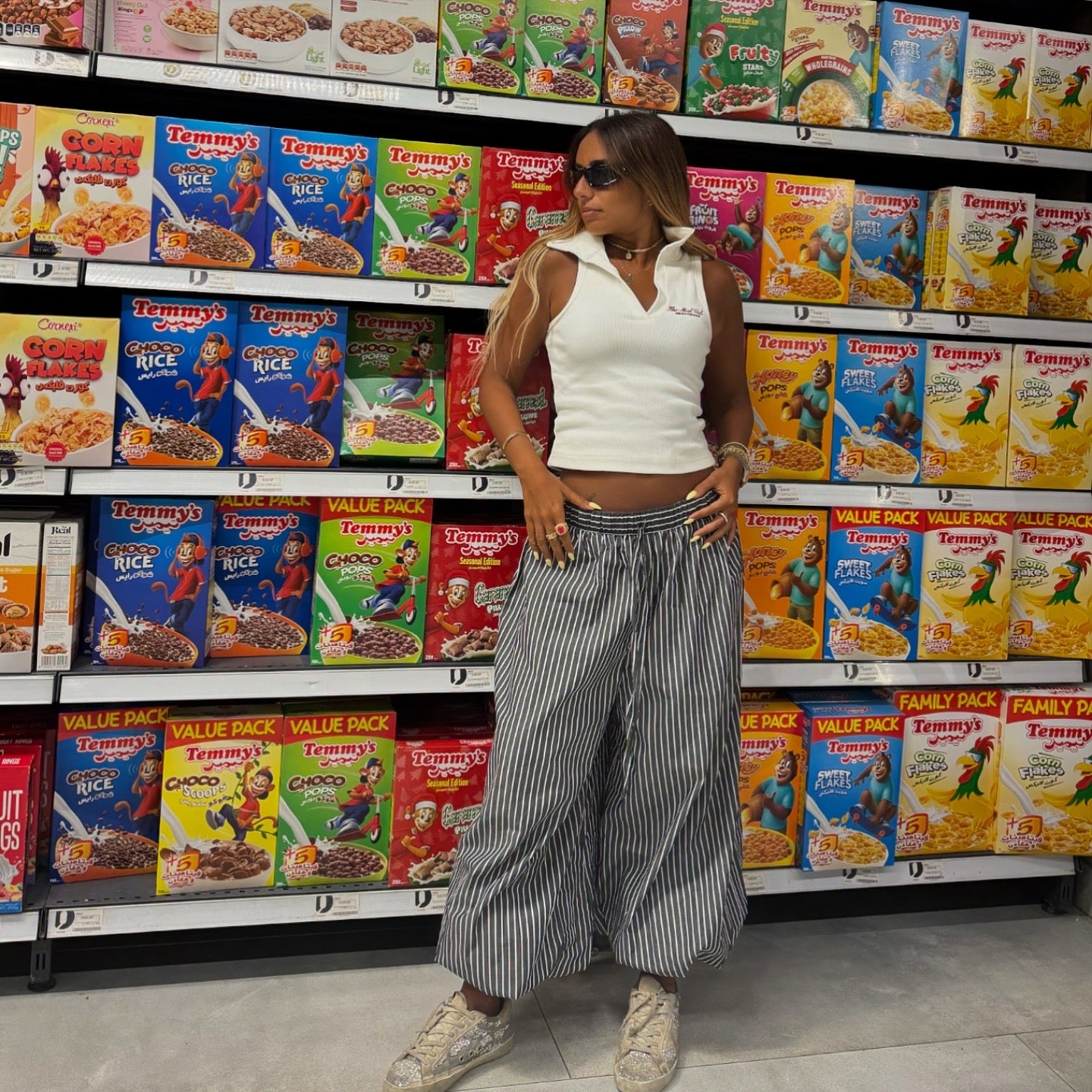 Balloon stripes pants