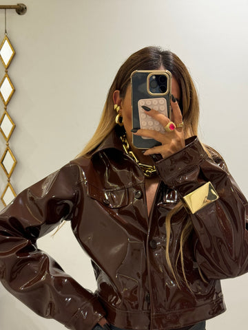 The latex brown jacket