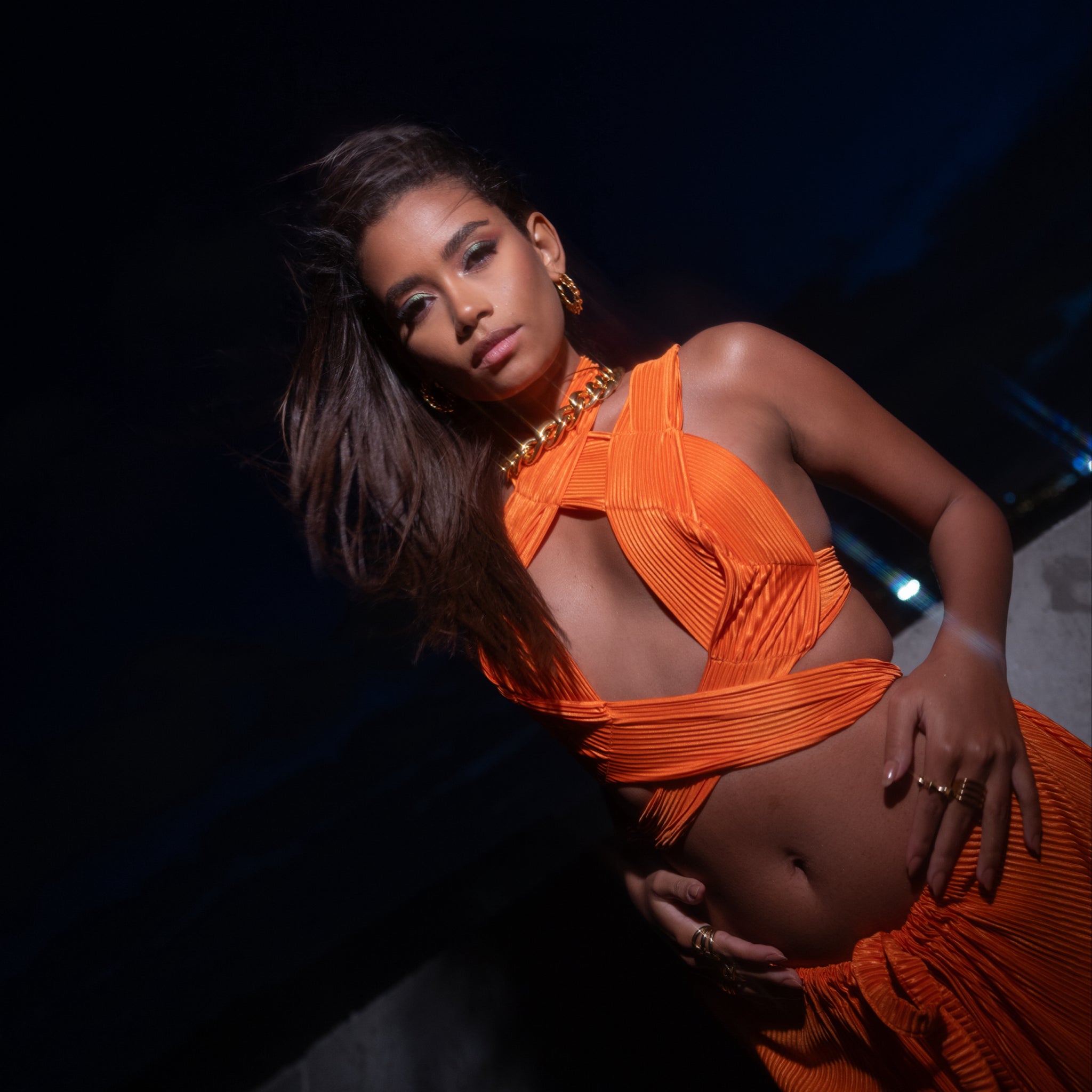 Orange cutout top