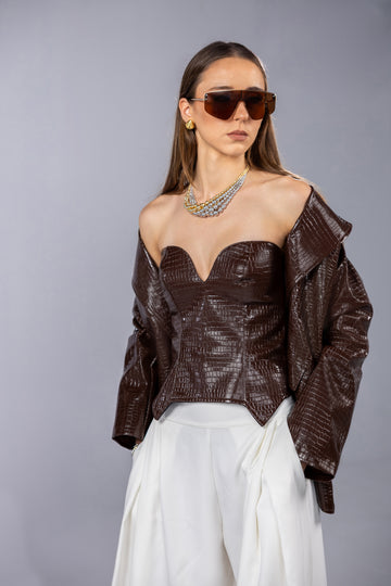 Brown Brick leather corset