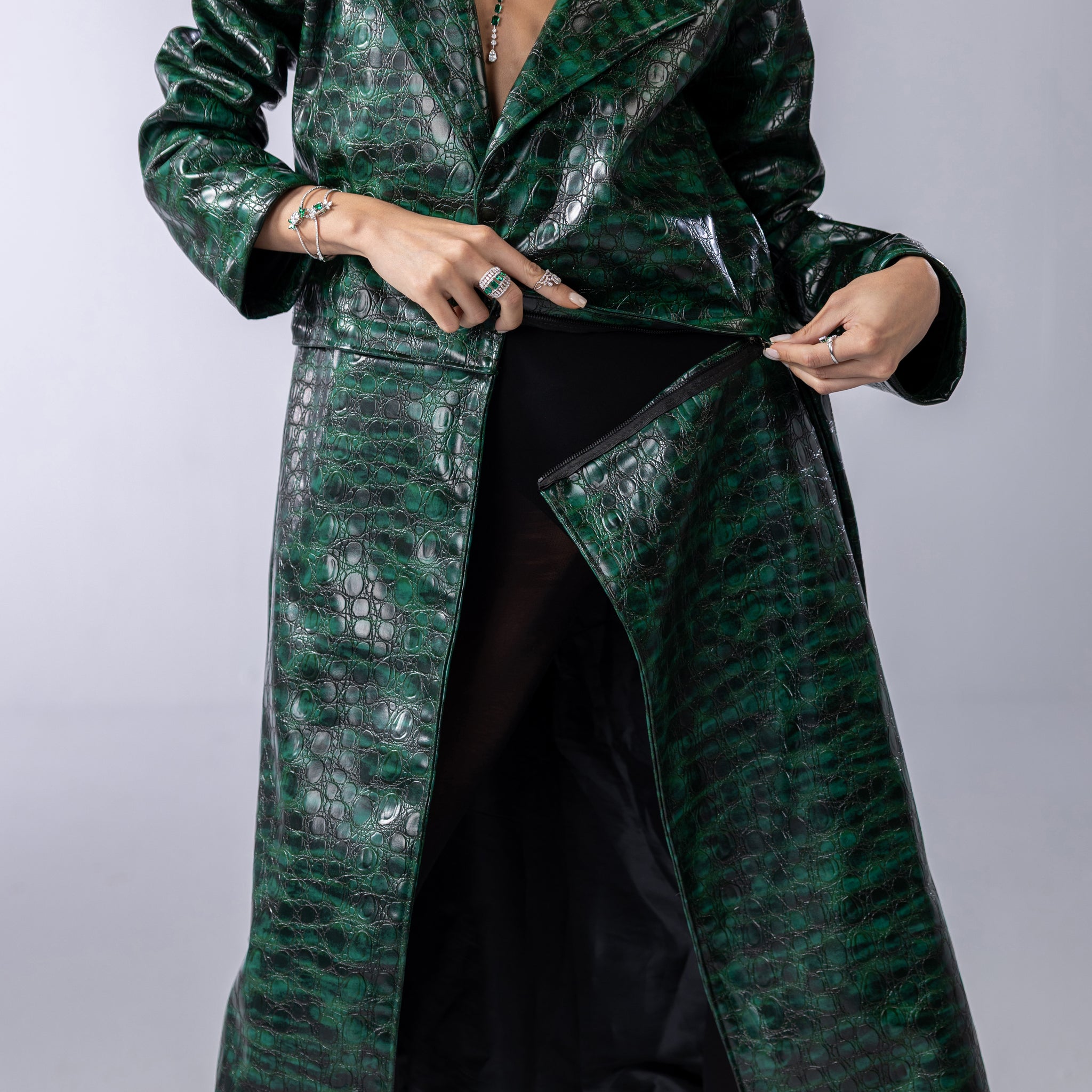 Emerald coat to jacket leather
