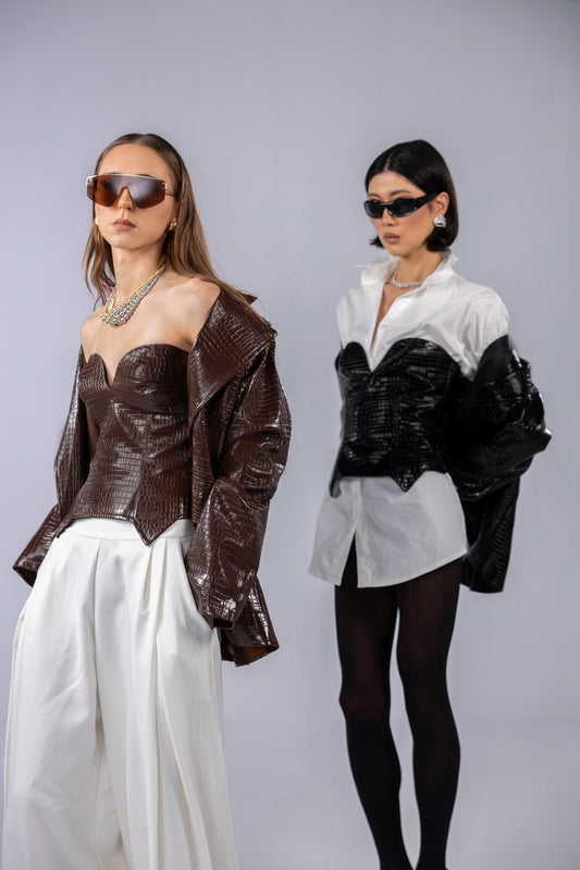 Brown Brick leather corset